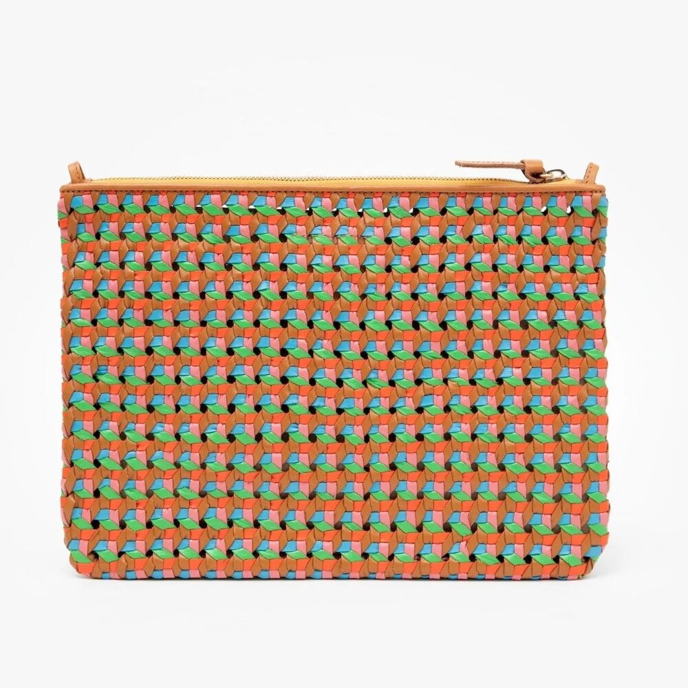 Clare V Flat Clutch with Tabs in Natural with Multi Rattan RARE and HARD TO FIND